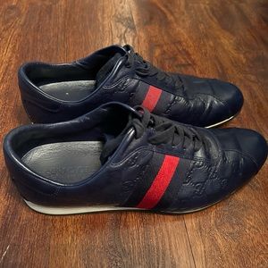 Gucci Navy Men’s Leather Sneakers Size 10.5